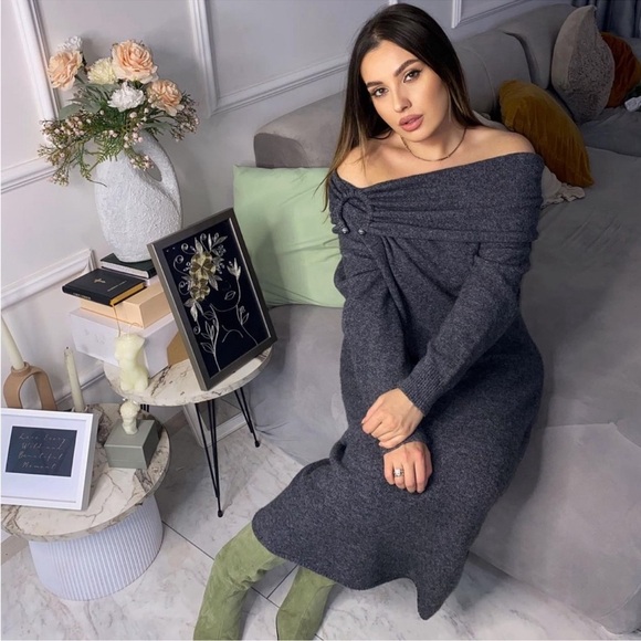 NWT ZARA DRAPED KNITWEAR DRESS - Picture 3 of 8